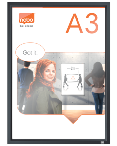 Rama pentru perete NOBO Impression Pro, aluminiu, cu clip, A3, grafit