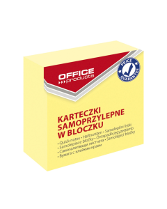 Cub notes autoadeziv 50 x 50 mm, 400buc/set, Office Products - galben pastel