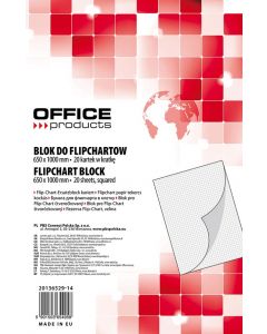 Rezerva hârtie pentru flipchart, 70g/mp, 65x100cm, 20coli/top, Office products - caroiata