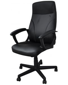 Scaun de birou, brate plastic, rotile, piele ecologica, Office Products Crete - negru