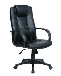 Scaun de birou, brate plastic, rotile, piele ecologica, Office Products Corsica - negru