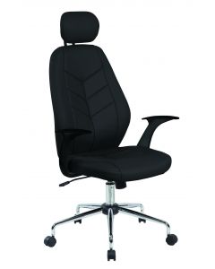 Scaun de birou, brate plastic, rotile, piele ecologica eleganta, Office Products Tenerife - negru