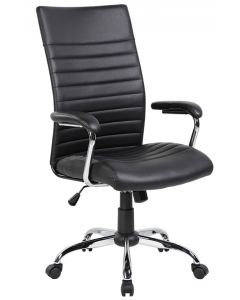 Scaun de birou, brate plastic, rotile, piele ecologica, Office Products Ibiza - negru