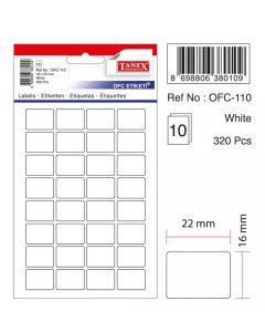 Etichete autoadezive albe, 16 x 22 mm, 320 buc/set, Tanex