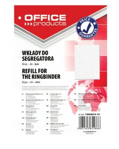 Rezerva A4 pentru caiet mecanic, 50 file/set, Office Products - matematica - hartie alba