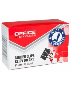 Clip hartie 51mm, 12buc/cutie, Office Products - negru