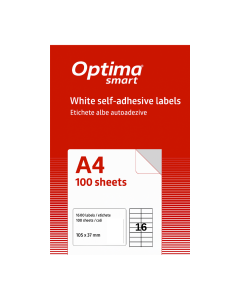 Etichete albe autoadezive  16/A4, 105 x 37 mm, 100 coli/top, Optima Smart