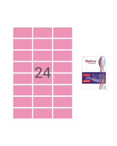 Etichete color autoadezive 24/A4, 70 x 37 mm, 100 coli/top, Optima - roz