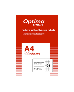 Etichete albe autoadezive 24/A4, 70 x 37 mm, 100 coli/top, Optima Smart