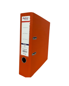 Biblioraft A4, plastifiat PP/PP, margine metalica, 75 mm, Optima Premium - portocaliu