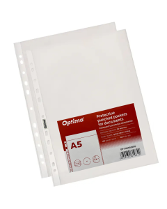 Folie protectie pentru documente A5, 50 microni, 100 folii/set, Optima Classic - cristal