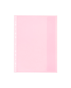 Folie protectie doc. A4, clapa laterala, inchidere cu capsa, 4/set, 200 microni, Optima -transparent