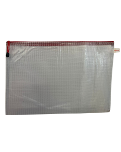 Mapa mesh PVC, pentru protectie documente A3, 280 microni, translucenta, cu fermoar rosu, Optima