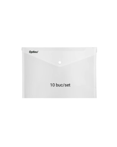Mapa PP protectie documente A5 landscape, inchidere cu capsa, 10/set, Optima - transparent