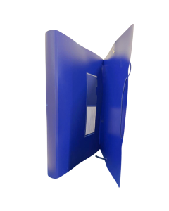 Mapa cu burduf A4, 13 compartimente, separatoare color, inchidere cu elastic, Optima - albastru
