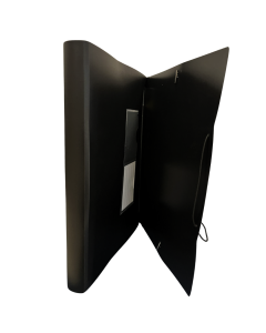 Mapa cu burduf A4, 13 compartimente, separatoare color, inchidere cu elastic, Optima - negru