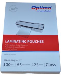 Folie pentru laminare,   A5 (154 x 216 mm), 125 microni 100buc/top Optima