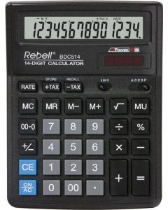 Calculator de birou, 14 digits, 193 x 143 x 38 mm, Rebell BDC 514 - negru