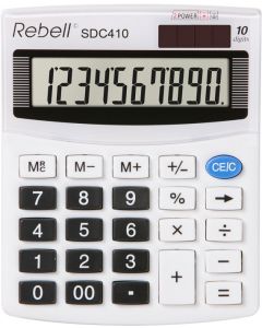 Calculator de birou, 10 digits, 125 x 100 x 27 mm, Rebell SDC 410 - alb