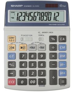 Calculator de birou, 12 digits, 195 x 140 x 23 mm, dual power, SHARP EL-2125C - gri