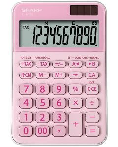 Calculator de birou, 10 digits, 149 x 100 x 27 mm, dual power, SHARP EL-M335BPK - roz
