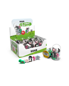 Display radiere pt creion, 12 tuburi x 10 mini radiere/display, SILKA JR. Animal - forme animale