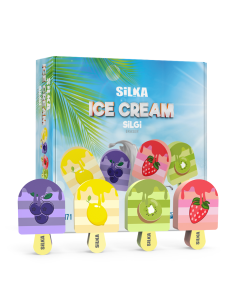 Display radiere pt creion, nu lasa reziduuri, 36buc/display, SILKA Ice Cream-design inghetata cu fru