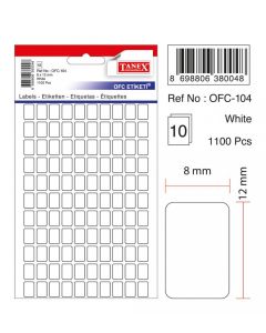 Etichete autoadezive albe,  8 x 12 mm, 1100 buc/set, Tanex