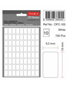 Etichete autoadezive albe,   9.5 x 16 mm, 720 buc/set, TANEX