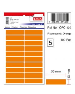 Etichete autoadezive color, 13 x 50 mm, 100 buc/set, TANEX - orange fluorescent