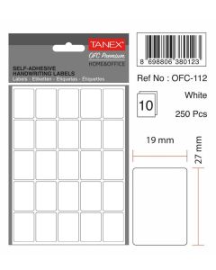 Etichete autoadezive albe,  19 x 27 mm, 320 buc/set, TANEX