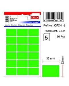 Etichete autoadezive color, 22 x 32 mm, 90 buc/set, TANEX - verde fluorescent
