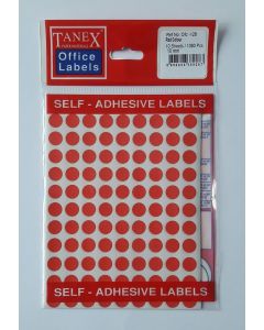 Etichete autoadezive color, D10 mm, 540 buc/set, TANEX - rosu