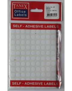 Etichete autoadezive albe, D10 mm, 1080 buc/set, TANEX