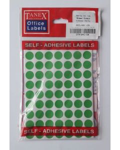 Etichete autoadezive color, D13 mm, 350 buc/set, TANEX - verde
