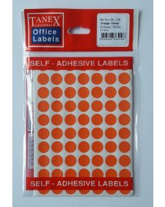 Etichete autoadezive color, D13 mm, 350 buc/set, TANEX - orange
