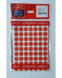Etichete autoadezive color, D13 mm, 350 buc/set, TANEX - rosu