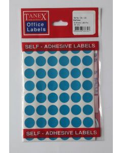 Etichete autoadezive color, D16 mm, 240 buc/set, TANEX - albastru
