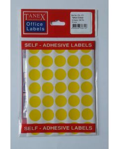 Etichete autoadezive color, D19 mm, 175 buc/set, TANEX - galben
