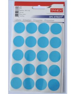 Etichete autoadezive color, D25 mm, 100 buc/set, TANEX - albastru
