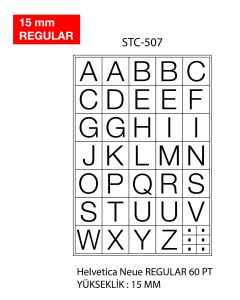 Etichete cu litere, A-Z, 2 folii/set, TANEX -15mm regular