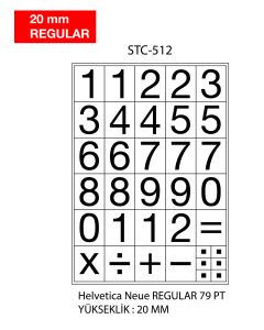 Etichete cu cifre, 0-9, 2 folii/set, TANEX - 20mm regular