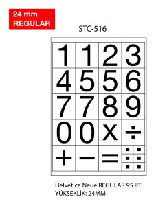 Etichete cu cifre, 0-9, 2 folii/set, TANEX - 24mm regular