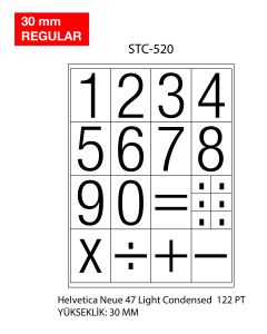 Etichete cu cifre, 0-9, 2 folii/set, TANEX - 30mm regular