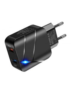 Alimentator (Incarcator) de la retea (230V) la 2 x USB : 1x2,1A + 1x3A FAST Charge 3 TED600137 A0113655