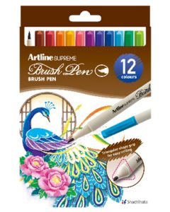 Carioca corp triunghiular, ARTLINE Supreme, varf flexibil (tip pensula), 12 culori/cutie