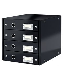 Cabinet cu sertare LEITZ WOW Click & Store, 4 sertare, carton laminat, A4, negru