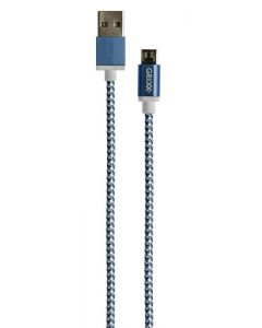 Cablu date GRIXX - Micro USB to USB, impletit, lungime 1m - albastru/alb
