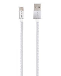 Cablu date GRIXX Optimum - 8-pin to USB Apple MFI License, impletit, lungime 3m - alb