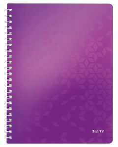 Caiet de birou LEITZ WOW, PP, A4, 80 coli, cu spira, dictando, mov